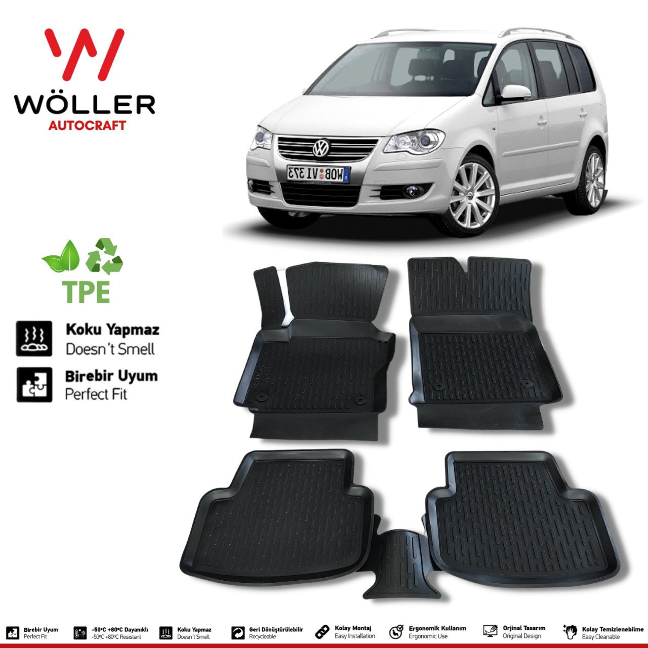 Volkswagen Touran Paspas 2003 Sonrası 3d Havuzlu Wöller Paspas