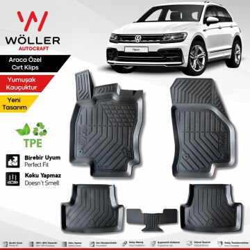 Volkswagen Tiguan Paspas 2016 2023 Arası 3d Havuzlu Wöller Paspas