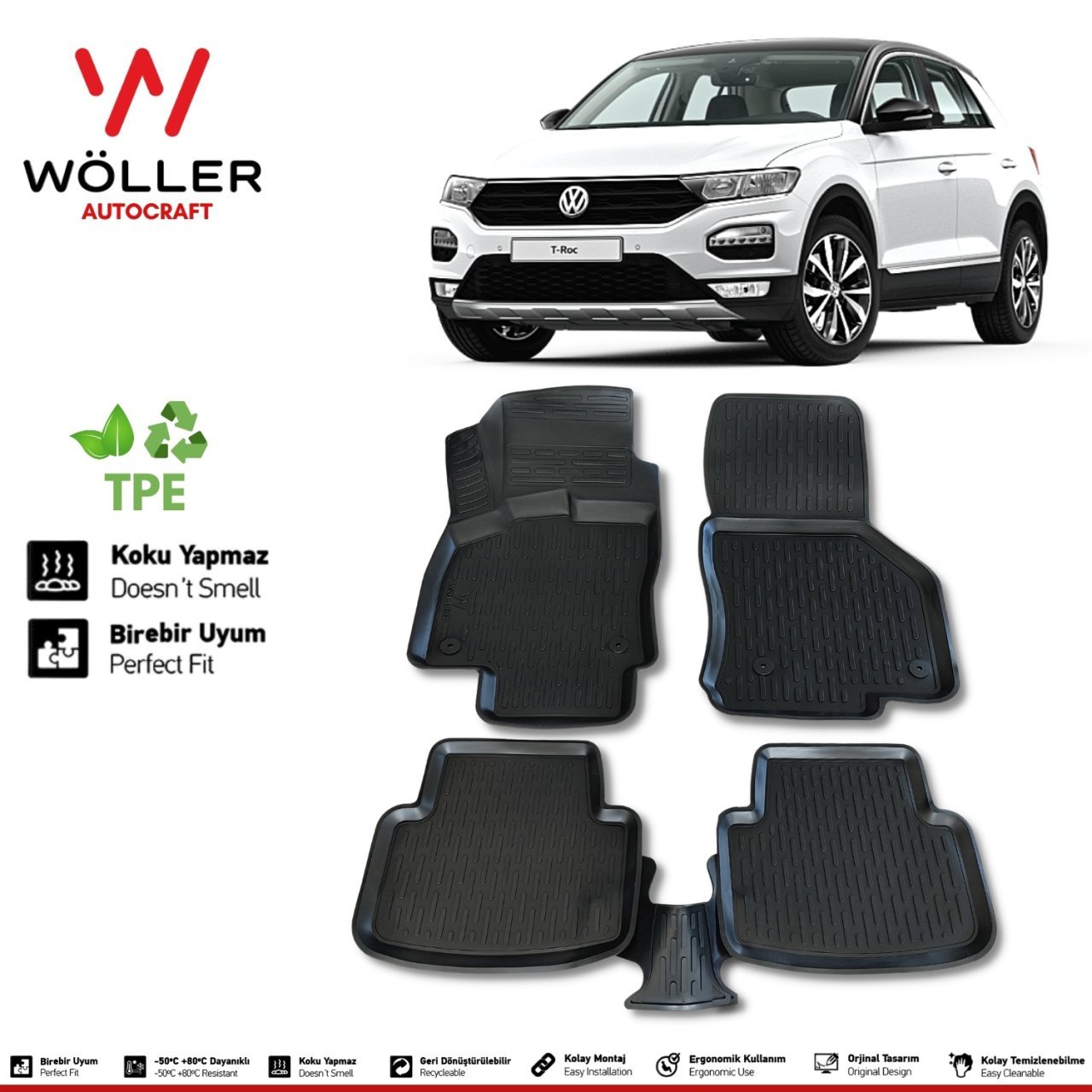 Volkswagen T Roc Paspas 2016 2025 Arası 3d Havuzlu Wöller Paspas