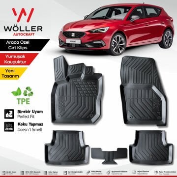 Seat Leon 4 Paspas 2021 Sonrası E TSİ Otomatik  ve Manuel Araçlara Uyumlu 3d Havuzlu Wöller Paspas