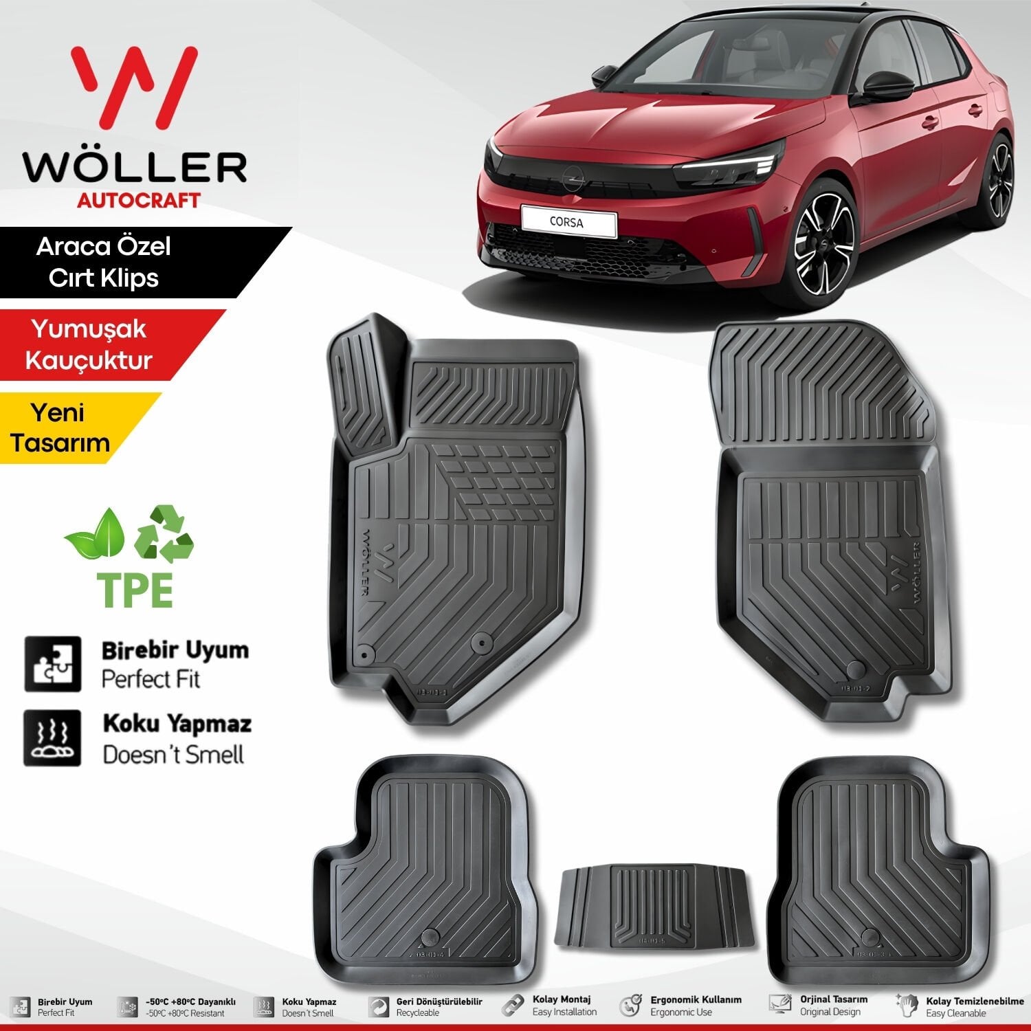 Opel Corsa F Paspas 2019 Sonrası 3d Havuzlu Wöller Paspas