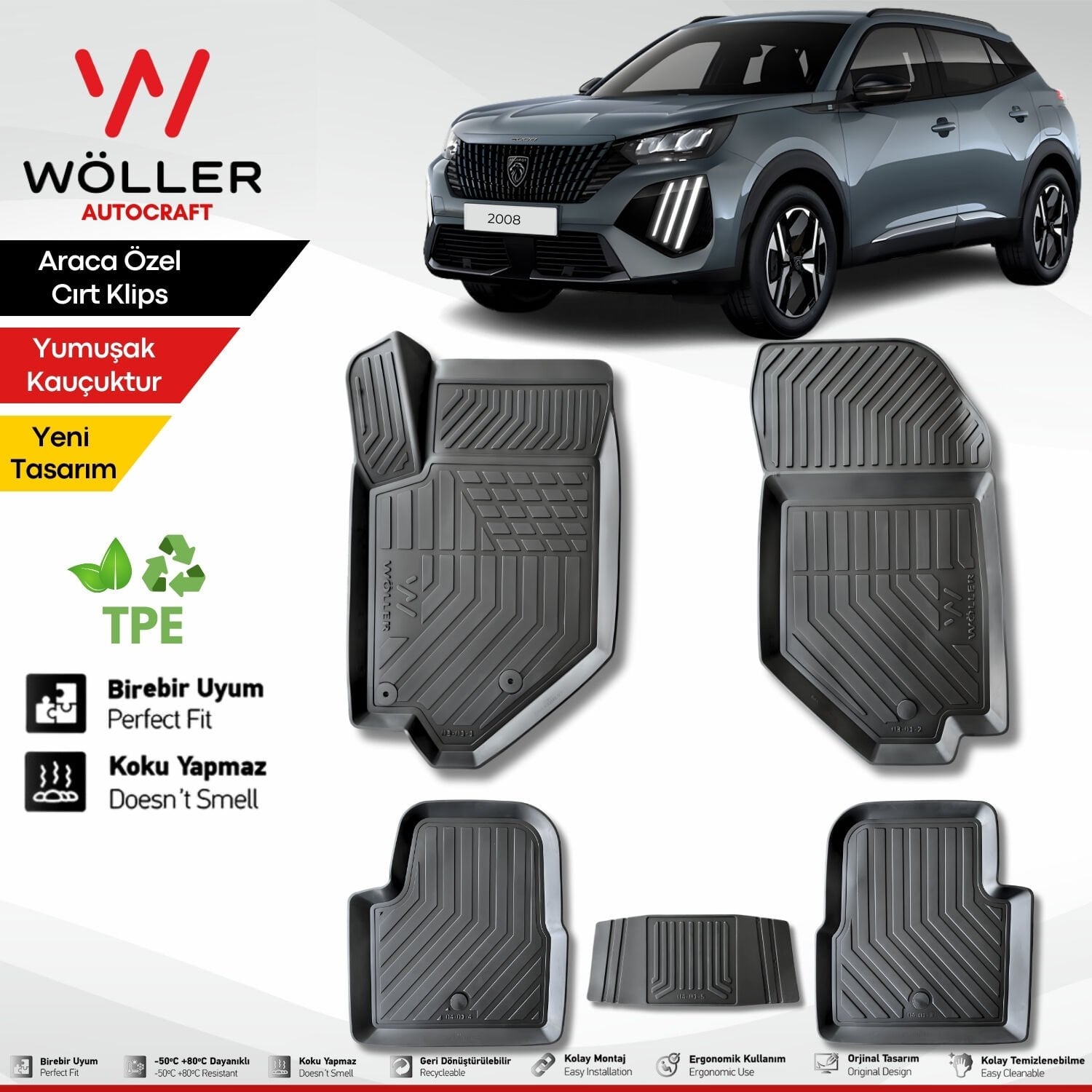Peugeot 2008 Paspas 2019 Sonrası 3d Havuzlu Wöller Paspas