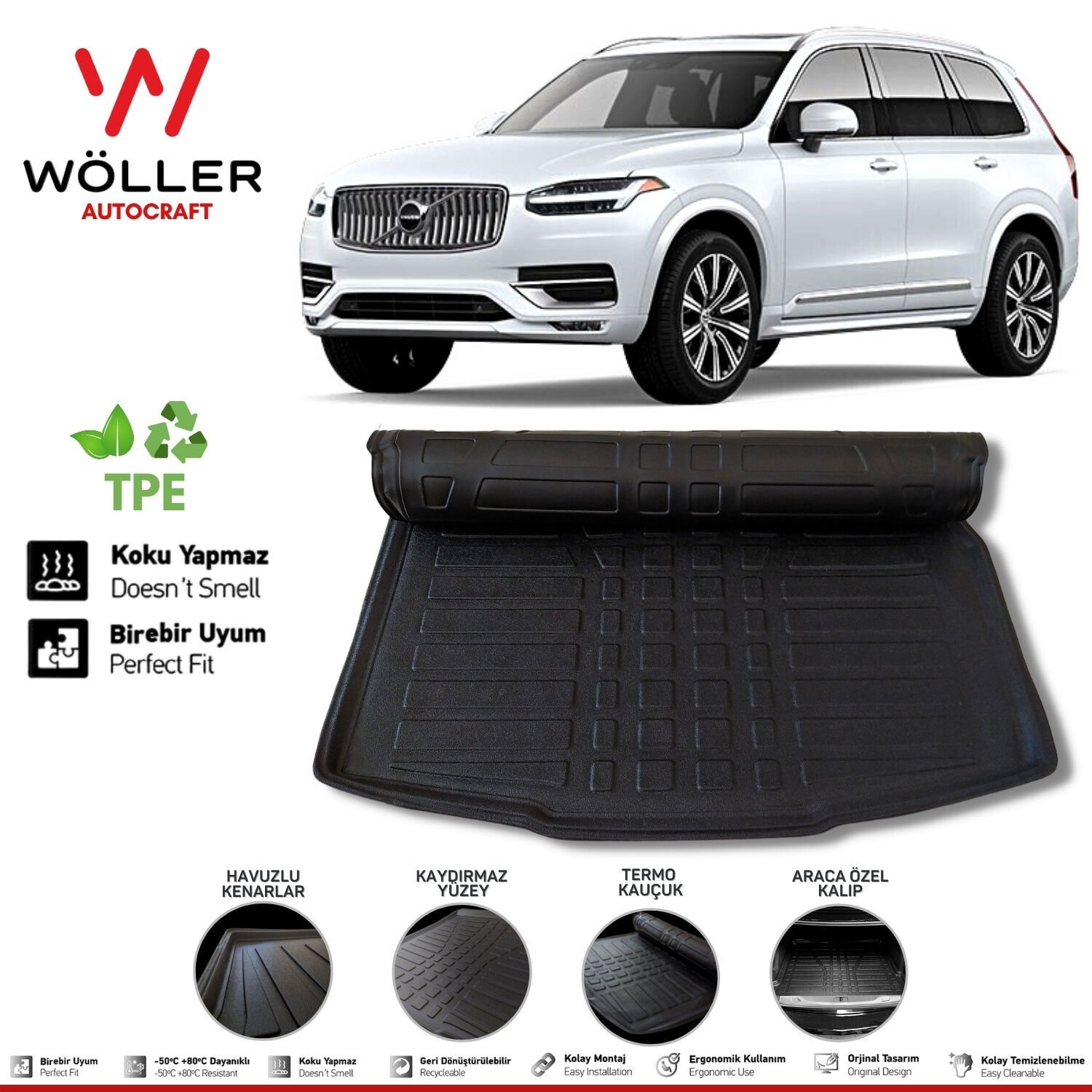 Volvo XC90 Bagaj Havuzu 2016 Sonrası 3D Wöller Ultraflex Esnek