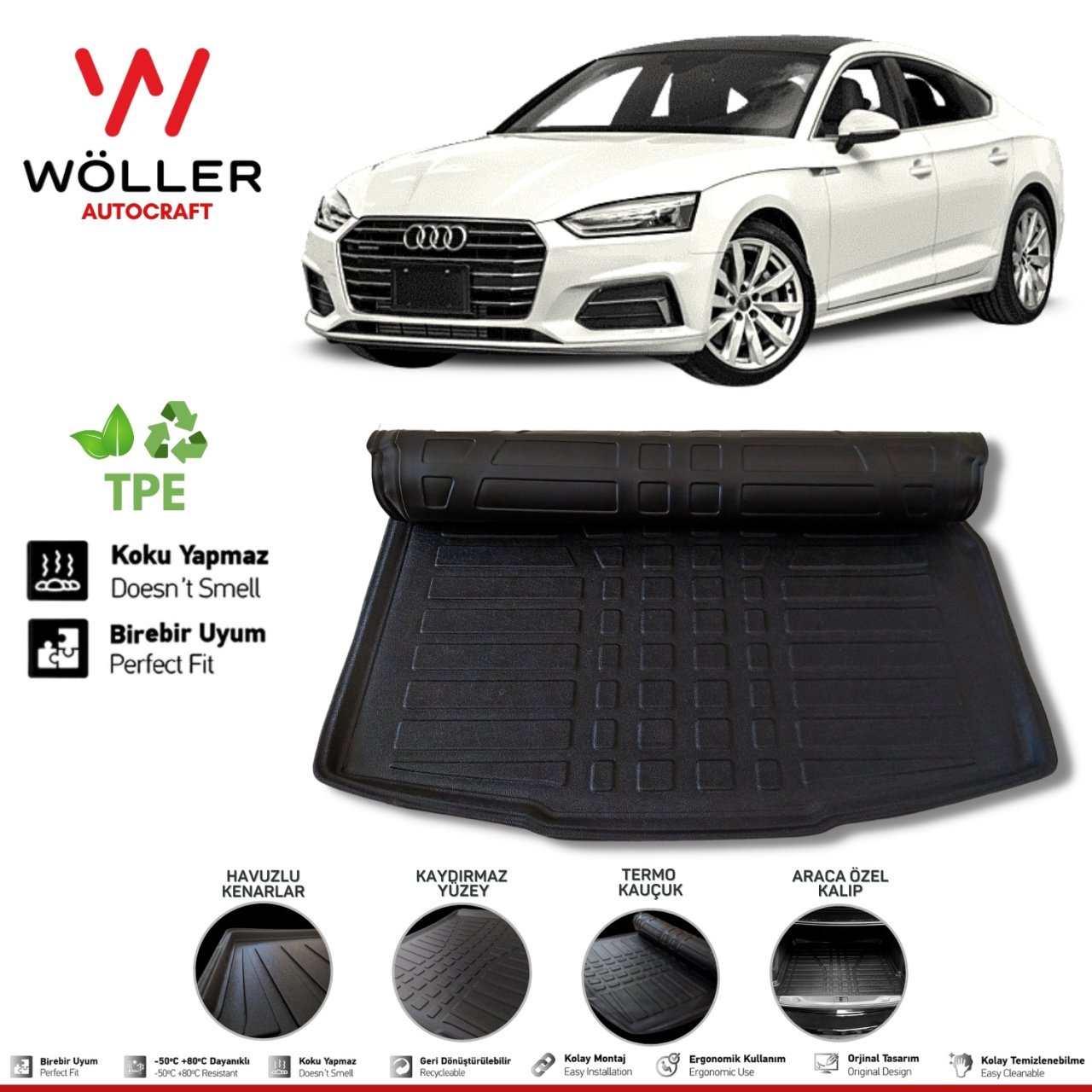 Audi A5 Bagaj Havuzu 2016 2021 Arası 3D Wöller Ultraflex Esnek