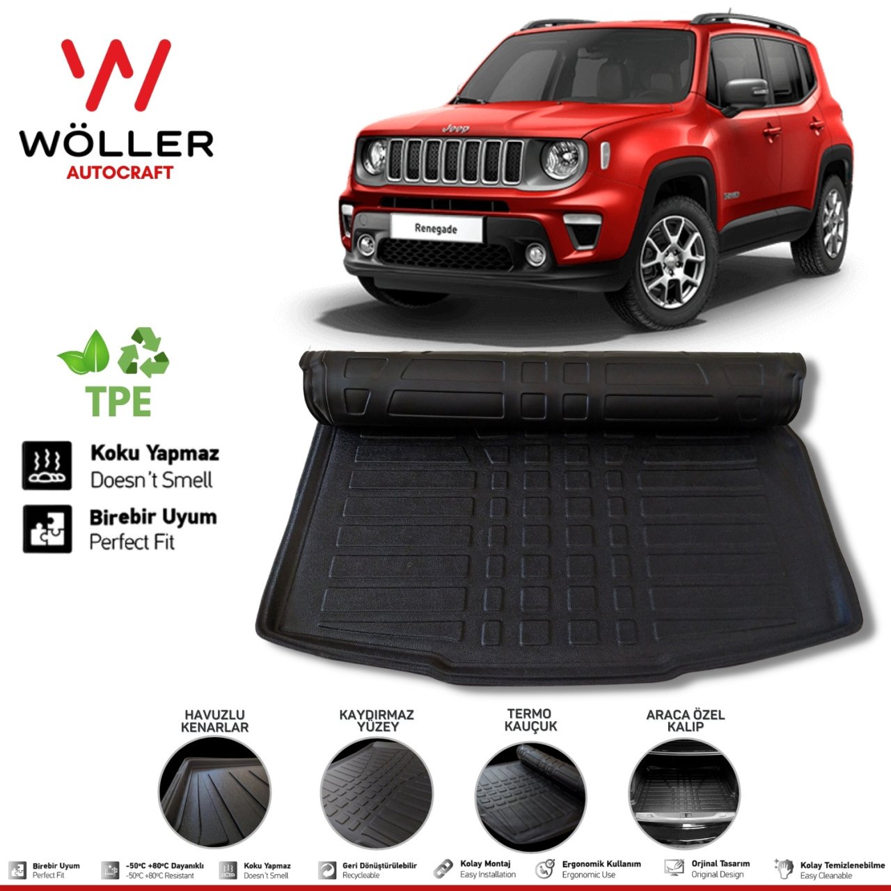 Jeep Renegade Bagaj Havuzu 2014 2021 Arası 3D Wöller Ultraflex Esnek