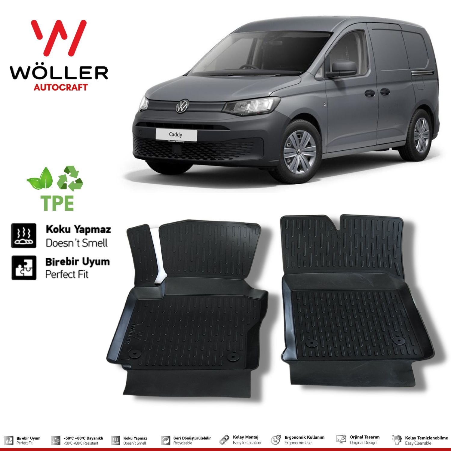 Volkswagen Caddy Panelvan Paspas 2021 Sonrası 3d Havuzlu Wöller Paspas