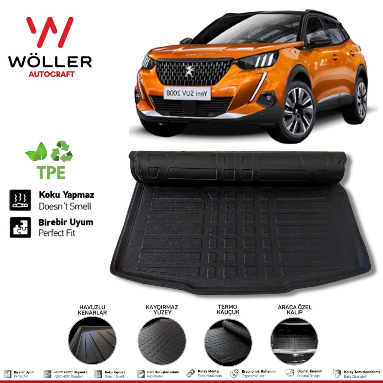 Peugeot 2008 Bagaj Havuzu 2019 Sonrası 3D Wöller Ultraflex Esnek