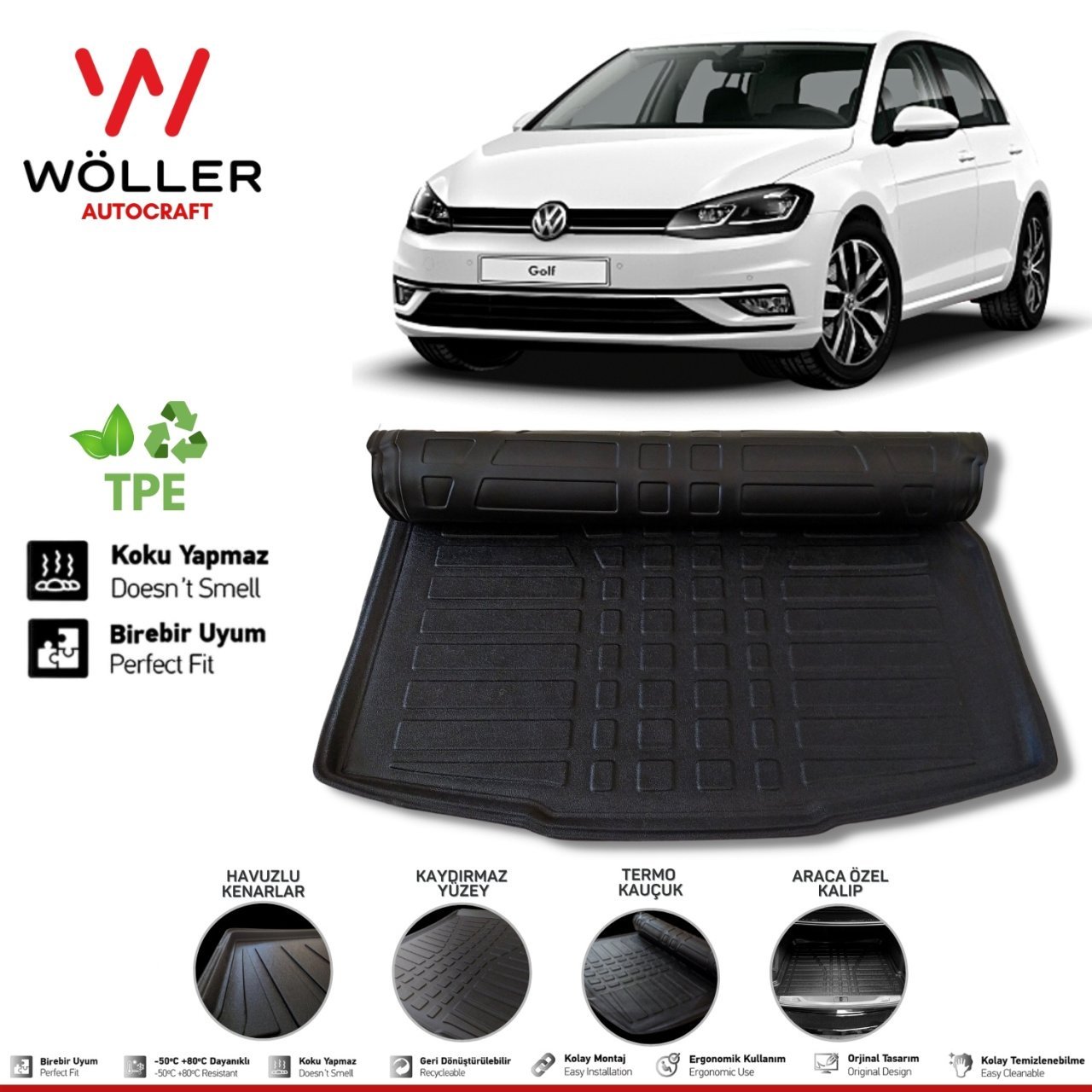 Volkswagen Golf 7.5 7 Bagaj Havuzu 2012 2020 3D Wöller Ultraflex Esnek